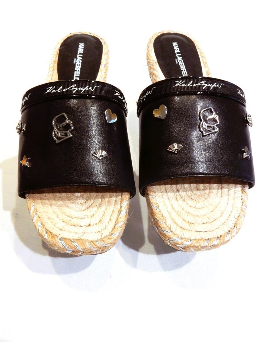 Karl Lagerfeld Paris "Tulia" Black Espadrille Sandals in Size 7 1/2M